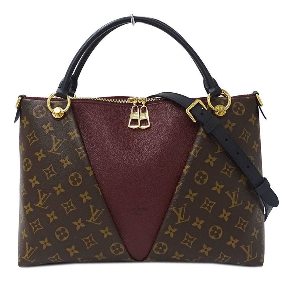 Monogram Tote Bag Handbag Shoulder Bag 2way Bag V Tote MM Bordeaux Brown